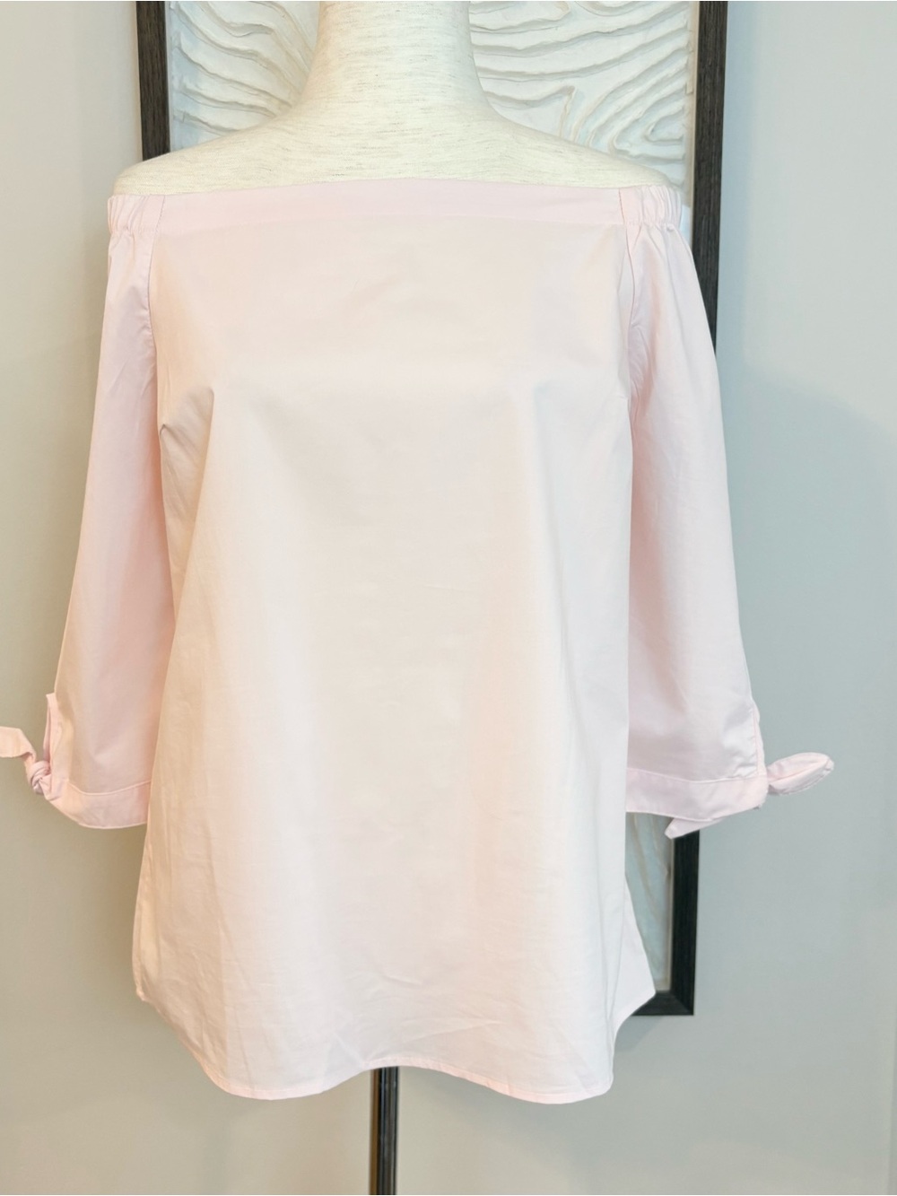 Cupio Light Pink Off-Shoulder Tie Sleeve Blouse NWT Large